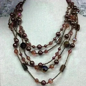 Vintage Copper Colored Multi Strand Beaded and Seed Beads